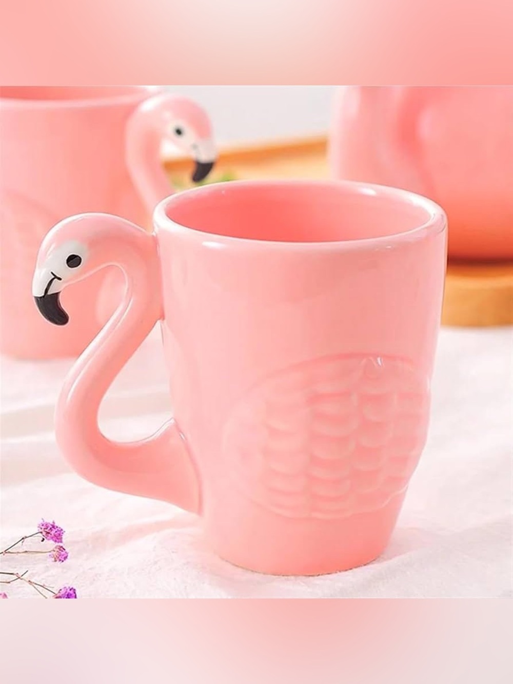 Pink Flamingo Ceramic Coffee Mug - Cute Flamingo Handle
